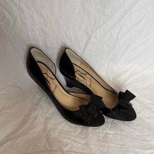 J.Renee Black Wedge Shoes with Bow